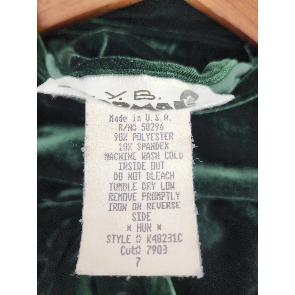 Y.B. Normal? Green Velvet Floral Embroidered Long Sleeve Dress Size 7